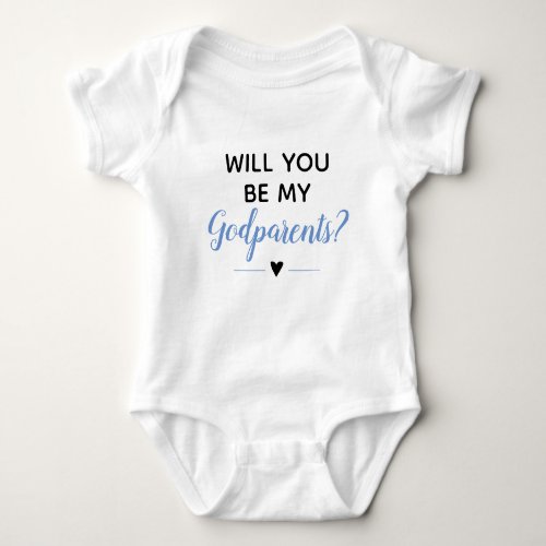 Blue Baby Boy Cute Will You Be My Godparents Baby Bodysuit