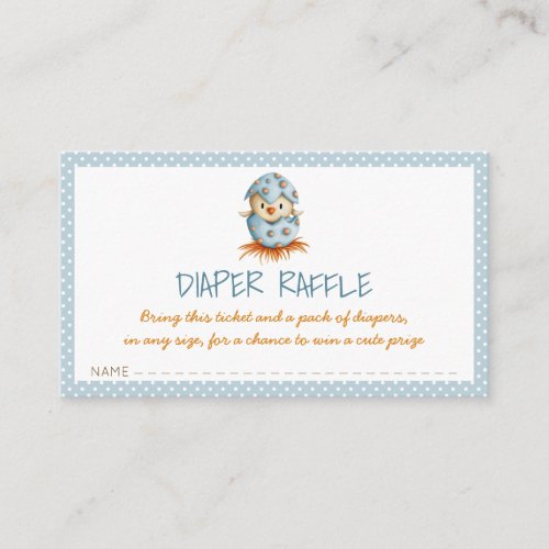 Blue Baby Boy Diaper Raffle with Chick Hatching Enclosure Card