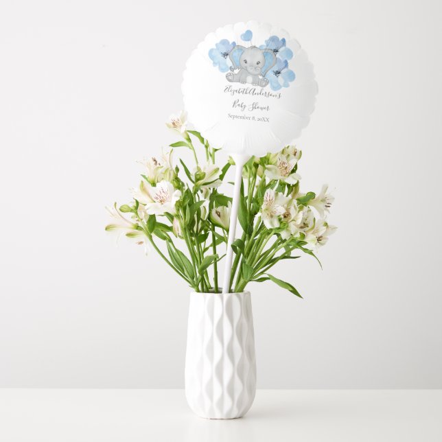 Blue Baby Boy Elephant Baby Shower Flowers Balloon (Vase)