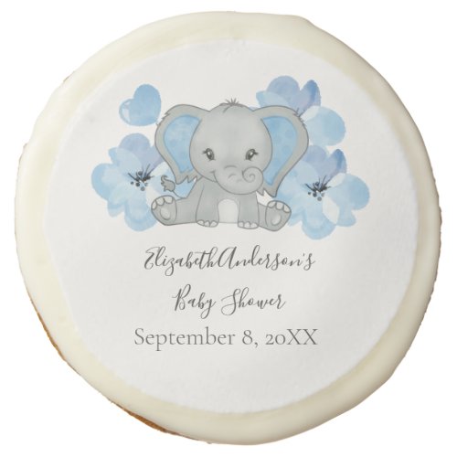 Blue Baby Boy Elephant Baby Shower Flowers Balloon Sugar Cookie