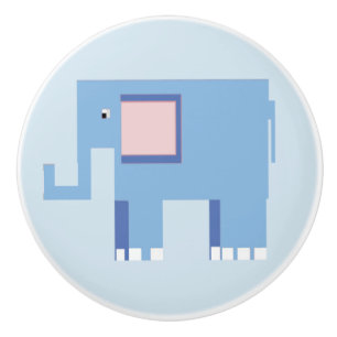 Blue baby boy elephant nursery art ceramic knob