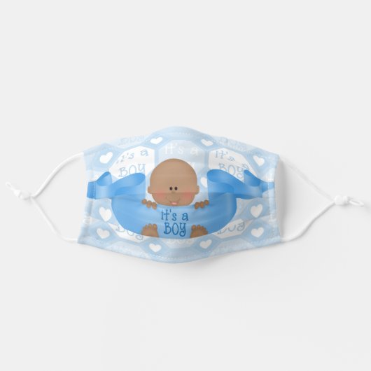 Blue Baby Boy Face Mask (Front, Unfolded)