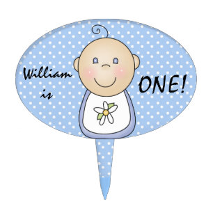 Blue Baby Boy First Birthday Cake Topper