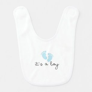 Blue Baby Boy Footprint Baby Bib