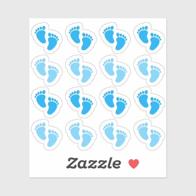 Blue Baby Boy Footprint Newborn Announcement Sticker (Sheet)