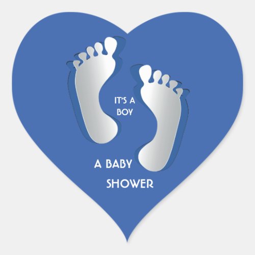 Blue Baby Boy FootPrints Baby Shower Sticker