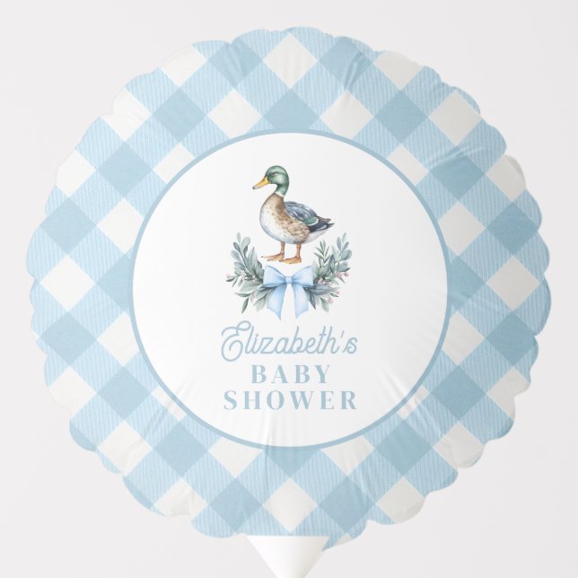Blue Baby Boy Mallard Duck Baby Shower Balloon (Front)