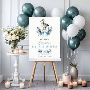 Blue Baby Boy Mallard Duck Baby Shower Welcome Foam Board