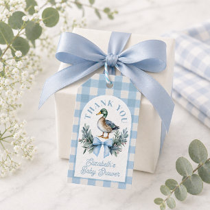 Blue Baby Boy Mallard Duck Favor Tag