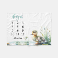 Blue Baby Boy Milestone Blanket Ducks