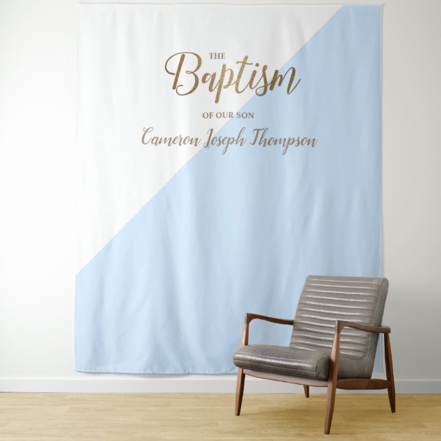 Blue baby boy modern baptism backdrop (In Situ)