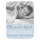 Blue Baby Boy NAME Birth Date Stats | PHOTO Baby Blanket Blue Baby Boy NAME Birth Date Stats | PHOTO Baby Blanket