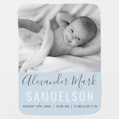 Blue Baby Boy NAME Birth Date Stats | PHOTO Baby Blanket