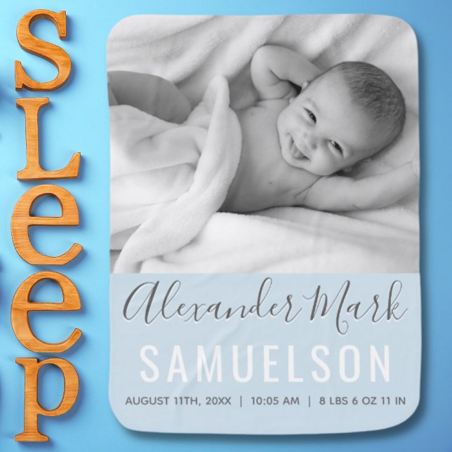 Blue Baby Boy NAME Birth Date Stats | PHOTO Blanket (Creator Uploaded)