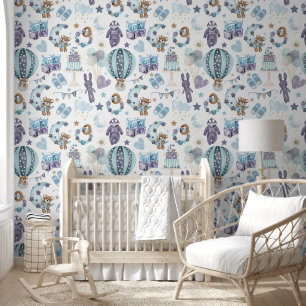 Blue Baby Boy Nursery Wallpaper