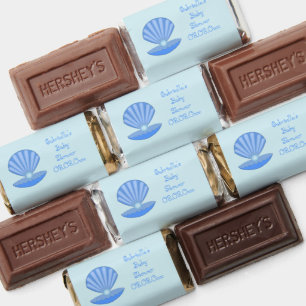 Blue Baby Boy Oyster shell and Pearl Baby Shower Hershey's Miniatures