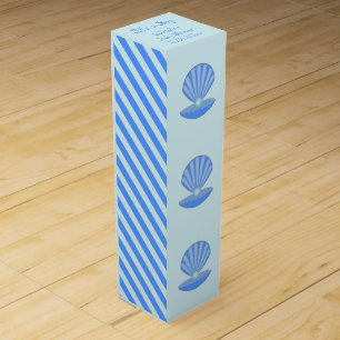 Blue Baby Boy Oyster shell and Pearl Baby Shower Wine Box