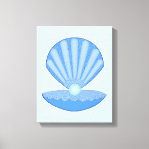Blue Baby Boy Oyster shell and Pearl Canvas Print