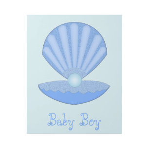 Blue Baby Boy Oyster shell and Pearl Custom Gallery Wrap