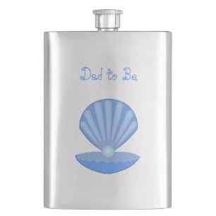 Blue Baby Boy Oyster shell and Pearl Dad to Be Flask