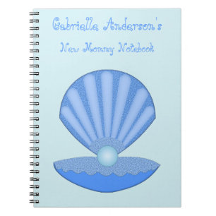 Blue Baby Boy Oyster shell and Pearl New Mom Notebook
