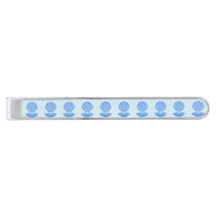 Blue Baby Boy Oyster shell and Pearl Patterned Silver Finish Tie Bar