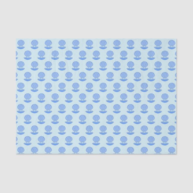 Blue Baby Boy Oyster shell and Pearl Patterned Tissue Paper (Front)