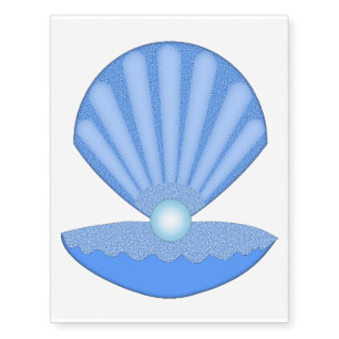 Blue Baby Boy Oyster shell and Pearl Temporary Tattoos