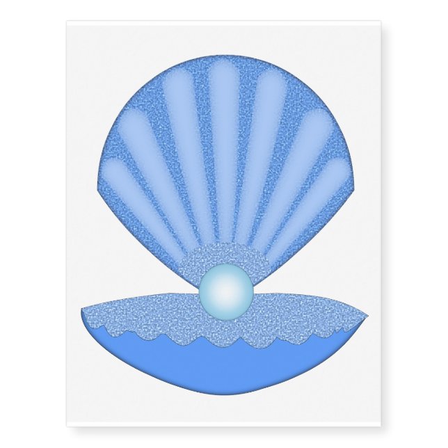 Blue Baby Boy Oyster shell and Pearl Temporary Tattoos (Front)