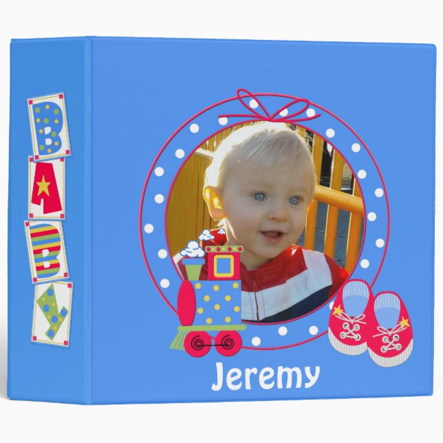 Blue Baby Boy Photo Album Binder (Front/Spine)