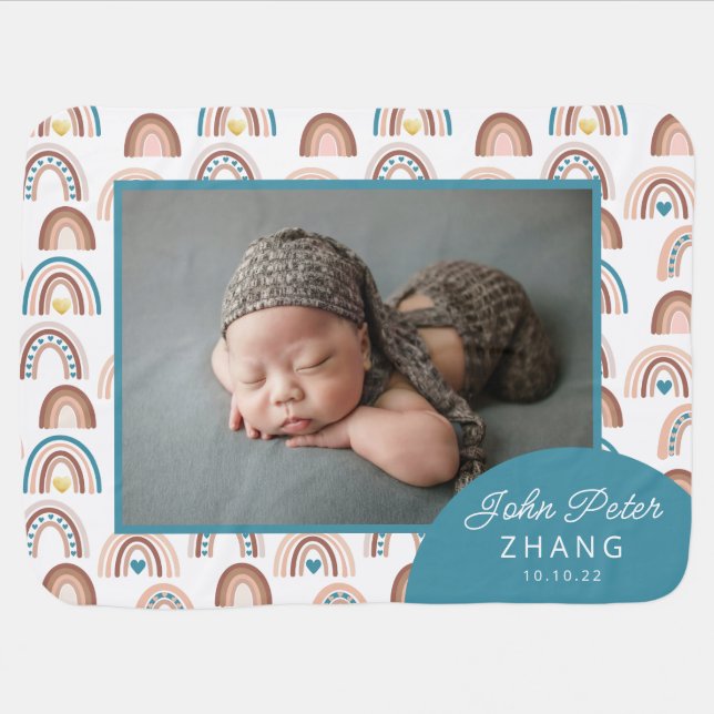 Blue Baby Boy Photo Blanket (Horizontal)