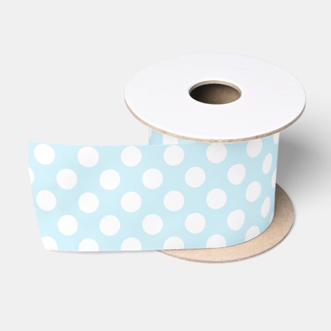 Blue Baby Boy Polkadots Elegant Baby Shower Satin Ribbon (Spool)