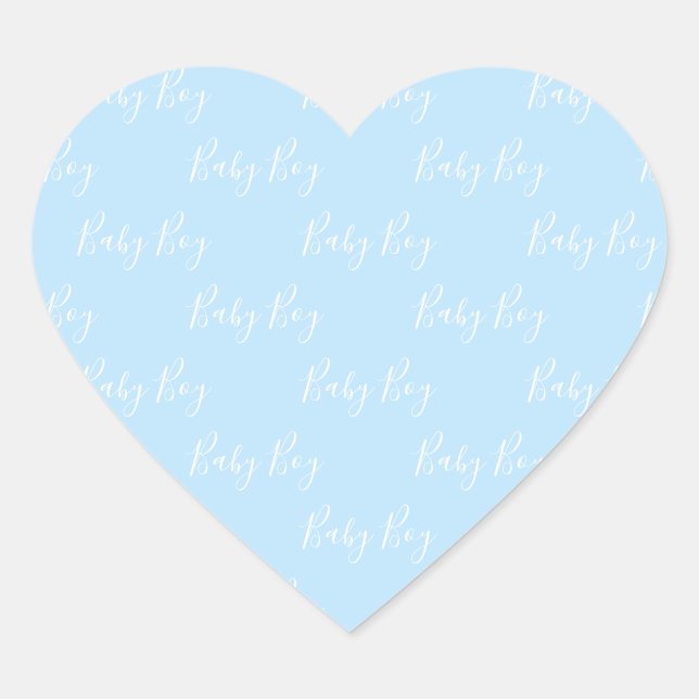 Blue Baby Boy Script Baby Script Heart Sticker (Front)