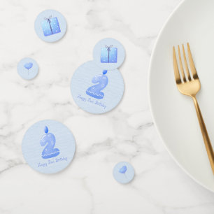 Blue Baby Boy Second Birthday Confetti