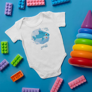 Blue Baby Boy Shark Baby Bodysuit