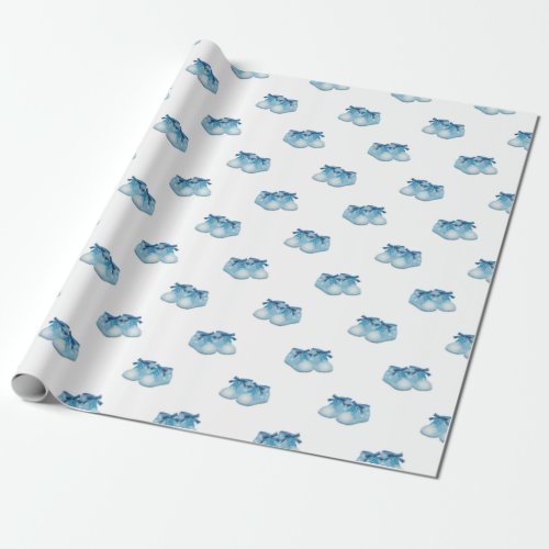 Blue Baby Boy Shoes Pattern Wrapping Paper