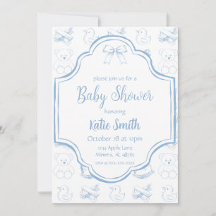 Blue Baby Boy Shower Invitation