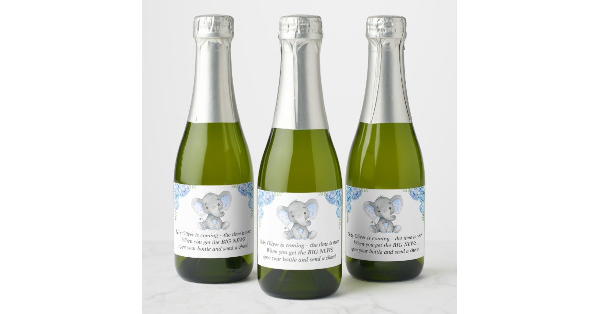 Blue Baby Boy Shower Sprinkle Customized Mini Wine Champagne ...