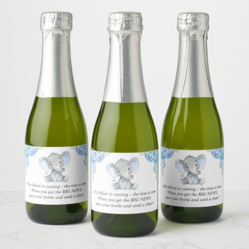Blue Baby Boy Shower Sprinkle Customized Mini Wine Sparkling Wine Label