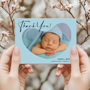 Blue Baby Boy Thank You Postcard with Photo
