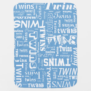 Blue Baby Boy Twins Receiving Blanket