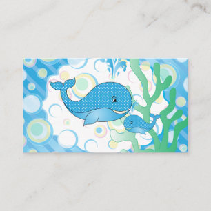Blue Baby Boy Whale Baby Shower Diaper Raffle Enclosure Card