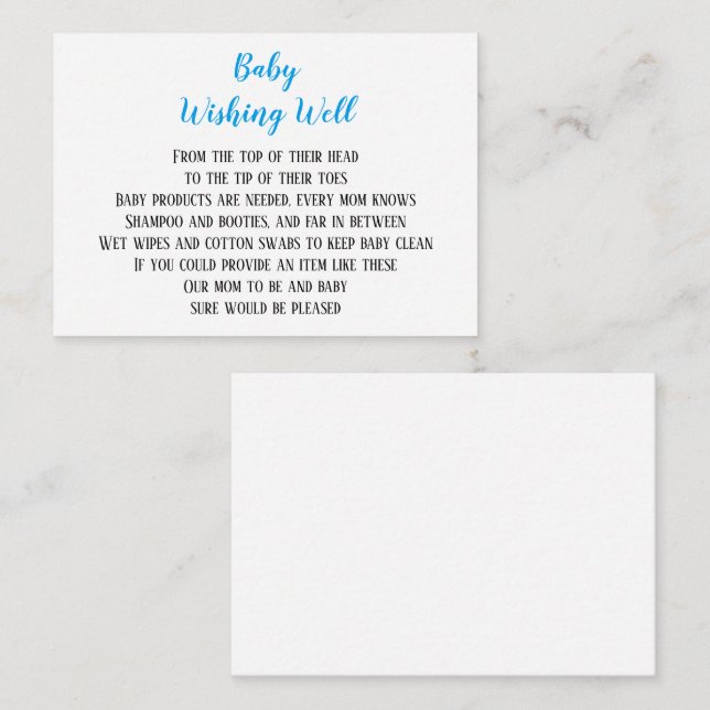 Blue Baby Boy Wishing Well Baby Shower Mini Cards Zazzle
