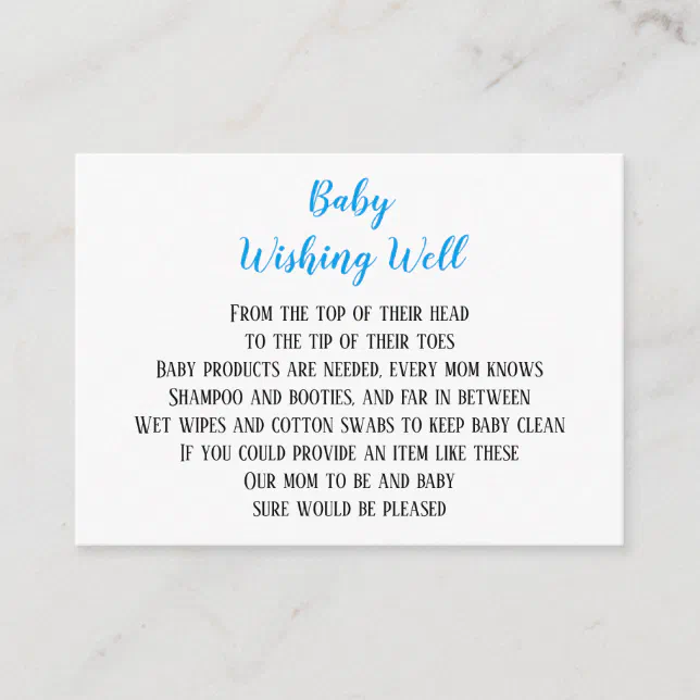 Blue Baby Boy Wishing Well Baby Shower Mini Cards Zazzle