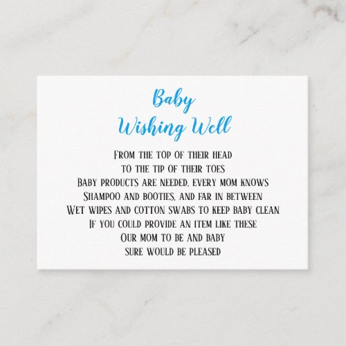 Blue Baby Boy Wishing Well Baby Shower Mini Cards