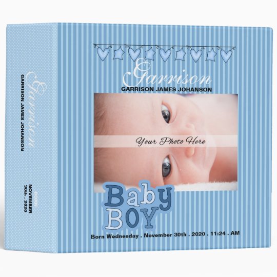 Blue Baby Boy's Custom Photo Scrapbook Binder