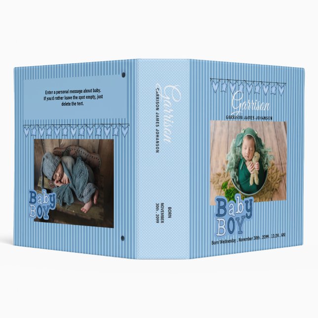 Blue Baby Boy's Custom Photo Scrapbook Binder (Background)