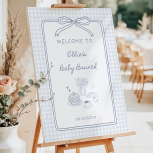 Blue Baby Brunch Welcome Sign, Blue Gingham Baby Foam Board