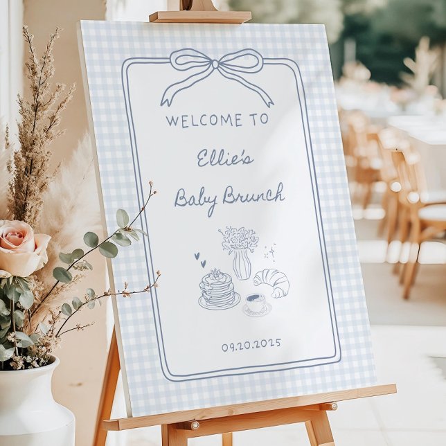 Blue Baby Brunch Welcome Sign, Blue Gingham Baby  Foam Board (Creator Uploaded)