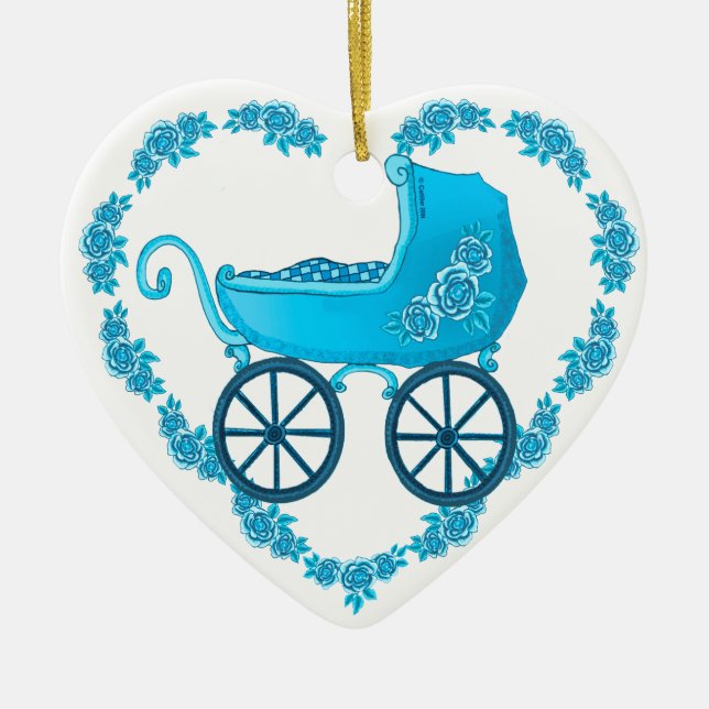 Blue Baby Buggy Heart ornament  (Front)